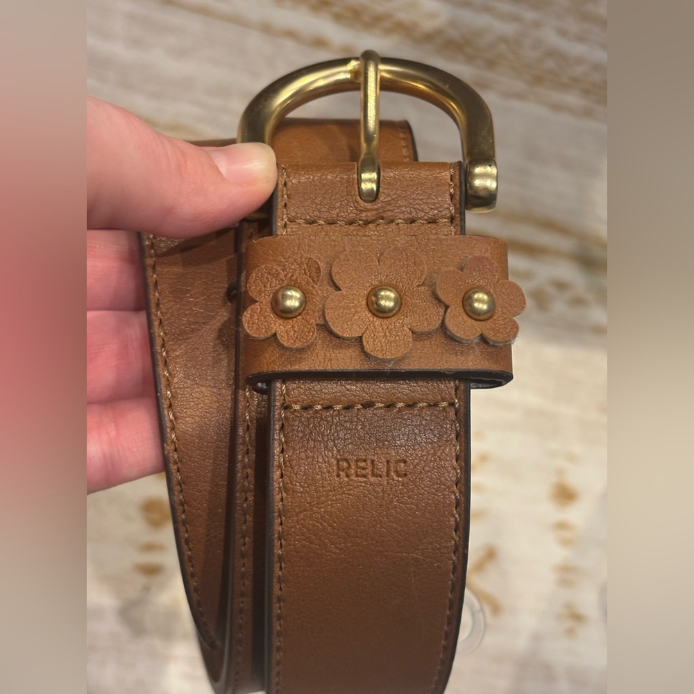 Relic Women's Belt Size S with Gold Tone Buckle and Flower Detail